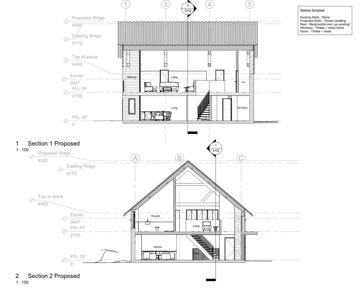 Plans for a rural barn conversion in the Mendips